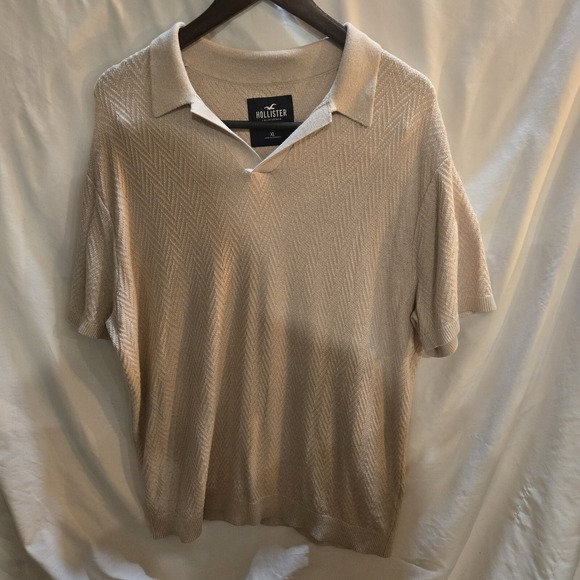 Hollister Other - Hollister Beige Knit Short Sleeve Shirt Mens XL